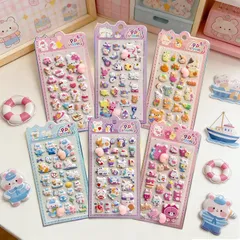 【新品】 kkek 【新登場夜光ぷっくりシール全6種類の柄】暗闇で光る ぷにぷにシール 光るしーる 蓄光タイプ 6枚セット・被らないシ一ト 夜光ステッカー 3D立体 デコレーション ぷにぷに触感 柔らかいPVC製 貼り直し可能 日記用 ごほうび 学生向け  1