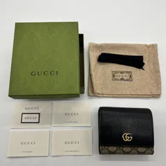 【玉津店 中古】GUCCI グッチ GGマーモント ダブル 二つ折り財布 466492 コンパクトウォレット GGスプリーム ブラック TA2600439