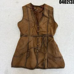 ブラウン スウェード レディース ベスト ヴィンテージ スタイル 0402(3)