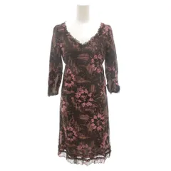 レベッカテイラー rebecca taylor ロングワンピース レース レイヤード 絹 シルク 2 マルチカラー ワインレッド 赤 Vネック 花柄 フリル rebecca /KR ■GY58