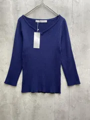 新品 PATTERN fiona パターンフィオナ Vネック タイト リブ ニット sizeM/ネイビー  ■◇ レディース