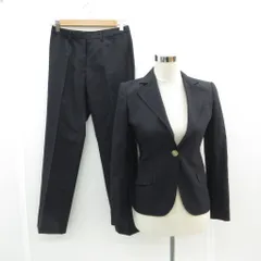 フェアリーローズ FAIRY ROSE フォーマルスーツ セットアップ 上下 紺 ネイビー テーラードジャケット ミドル丈 シングルボタン 総裏地 テーパードパンツ ロング丈 ストライプ柄 /SM1 ■GY58