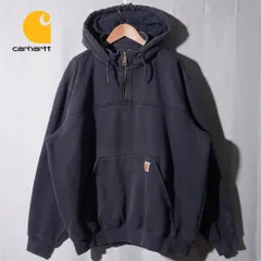 カーハート Carhartt  後付パーカー XL  ブラック 雰囲気系 ハーフジップ レインディフェンダー RAIN DEFENDER テック系 オーバーサイズ ビッグシルエット ストリート アメカジ 古着 B522