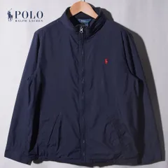 90s ポロラルフローレン Polo by Ralph Lauren ナイロンジャケット ブルゾン L ネイビー ロゴ刺繍 90s 00s スイングトップ ヴィンテージ Vintage アメカジ ストリート 古着 B644