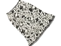 INED イネド チュール フリル 総柄 Aライン 台形 スカート size9/黒ｘ白 ■◇ レディース