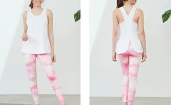 レディース フィットネスウェア 2点 セットアップ バッククロスタンクトップ＆レギンス トップス ヨガ トレーニング   ランニング 伸縮  ACST-1178X