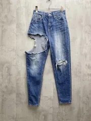 GYDA ジェイダ クラッシュ加工 SIDE RIPPEDペグトップ デニムパンツ sizeS/青 ■◆レディース