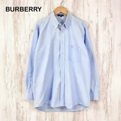 BURBERRY LONDON バーバリーロンドン ホースロゴ刺繡 ボーダー BD ボタンダウン ロングスリーブ シャツ ブルー メンズ 長袖 トップス