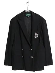 【お得なクーポン配布中!】 デッドストック 90s USA製 ローレン ラルフローレン ダブルブレスト テーラード ジャケット レディース XL 程 オールド ブレザー ウール 黒