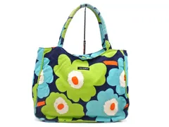 marimekko マリメッコ ウニッコ柄 トート バッグ 緑ｘ紺 ■■ レディース