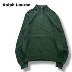 ポロ ラルフローレン ハーフジップ コットンニット グリーン×赤ポニー S
