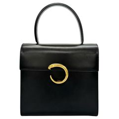 CARTIERグレー レザー ハンドバッグ ゴールド金具ad - メルカリ