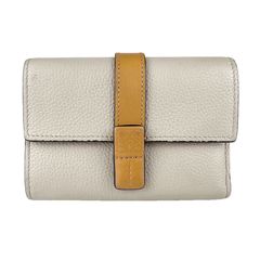 LOEWE 三つ折り財布 レザー グレー ブラウン - メルカリ