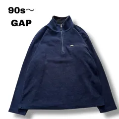90s/00s OLD GAP ハーフジップ フリース 紺 XL 胸ポケ テック