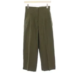 ザラ ZARA タグ付き ワイドパンツ ハイウエスト 麻 リネン混 S カーキ /HN