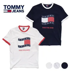 トミージーンズ【TOMMY JEANS】TJM REG VINTAGE FLAG SS RINGER プリント ロゴ Tシャツ 半袖 コットン メンズ レディース US規格