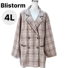 Blistorm ブリストーム ダブルブレストジャケット トラッドチェック レザー使い 春 夏 4L 大きいサイズレディースのサムネイル
