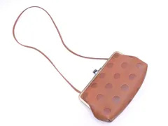 kanmi カンミ レザー ドット がま口 ショルダー バッグ 茶 ■■ レディース