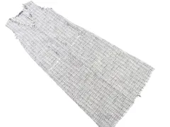 ZARA ザラ ツイード フリンジ スリット ノースリーブ ワンピース sizeM/白ｘ黒 ■◇ レディース