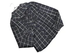 COMME CA ISM コムサイズム チェック フリル 長袖 ブラウス シャツ sizeM/紺 ■◇ レディース