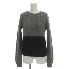 カルヴェン CARVEN ニット セーター ウール F 灰色 グレー 紺 ネイビー ケーブルニット 長袖 ラウンドネック /AG ■OS