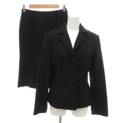 ボディドレッシングデラックス BODY DRESSING Deluxe 美品 セットアップ スーツ テーラードジャケット フレアスカート シングル 総裏地 ひざ丈 アンゴラ混 9 黒 ブラック /SJ ■ECA001