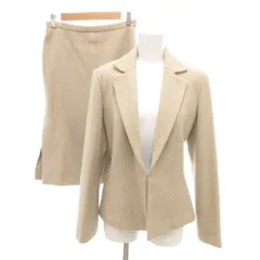 ボディドレッシングデラックス BODY DRESSING Deluxe セットアップ スーツ テーラードジャケット スリットスカート シングル 総裏地 ヘリンボーン柄 ひざ丈 アンゴラ混 9 ベージュ /SJ ■ECA001のサムネイル