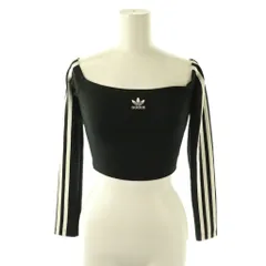 アディダスオリジナルス adidas originals アディカラー オフショルダー 長袖Tシャツ ショート丈 XS ブラック /MY ■OS