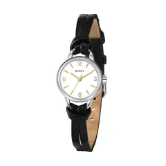 【人気商品】軽い おしゃれ 女性用 シンプル 人気 かわいい 学生 細め 仕事 日常通勤 革ベルト 彼女 うで時計 娘 防水 妻 クオーツ 母 表示 誕生日 アナログ お祝い レディース プレゼント 腕時計 (シルバーホワイト BUREI ブラック)