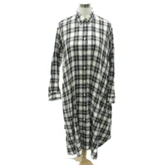 スピック&スパン Spick&Span シャツワンピース ロング丈 F 黒 オフホワイト チェック柄 長袖 /SY30 ■ECA002