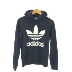 アディダスオリジナルス adidas originals プルパーカー スウェット XS 紺 ネイビー 長袖 フード付き ロゴプリント /AO25 ■ECA002