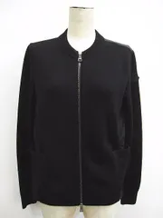 MONCLER モンクレール 切替 ニット ナイロン ジャケット 黒 ブラック ジップアップ カーディガン レディース サイズXS L00071-0403-1 ★3457