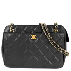 シャネル ショルダーバッグ レディース マトラッセ チェーントートバッグ ターンロック ココマーク 肩掛け CHANEL キャビアスキン ブラック 黒 ゴールド金具【中古品】