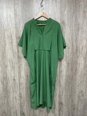 Lowy ｂｙ Ｃｏｒｎｅｒｓ ローウィー バイ コーナーズ Vネック オーバーサイズ Iライン ワンピース sizeF/緑 ■◆ レディース