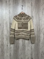 POLOJEANS ポロジーンズ ラルフローレン ニット USA国旗 ジップアップ カーディガン sizeL/茶×ベージュ ◆■ メンズ