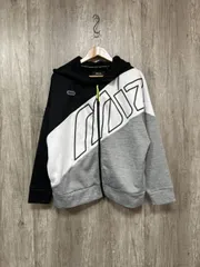 MIZUNO ミズノ プリントロゴ フーディ ジップアップ パーカー sizeM/黒×白×グレー ◆■ メンズのサムネイル