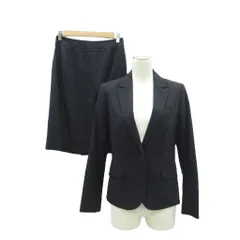 ザ・スーツカンパニー THE SUIT COMPANY セットアップ 上下 テーラードジャケット シングル ミドル丈 フレアスカート ひざ丈 38 黒 ブラック /HO60 ■ECA001