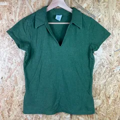 OLD NAVY 半袖 Vネック Tシャツ グリーン レディース メンズ ユニセックス Mサイズ 古着 ストリート ファッション Y2K 670