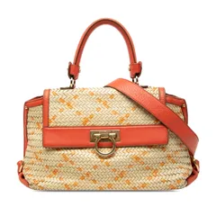 サルヴァトーレフェラガモ ガンチーニ ハンドバッグ ショルダーバッグ 2WAY BW-21 C208 ベージュ オレンジ レザー レディース Salvatore Ferragamo【1-0256907】