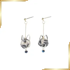 【新品】 水引 ピアス 猫 猫モチーフ にゃんこ レディース 和風 動物モチーフ 和装 日本製 手作り チタンピアス 和装小物 着物 浴衣 コスプレ 誕生日 入学式 卒業式 日本土産 留学 プレゼント (グレー) 0