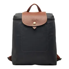 ロンシャン ル プリアージュ リュック バックパック グレー ブラウン ナイロン レザー ポリアミドキャンバス レディース Longchamp【228-65166】