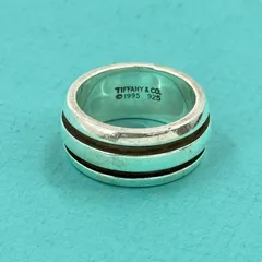 TIFFANY グルーヴド ダブルライン リング SV925 12号　メンズ　レディース