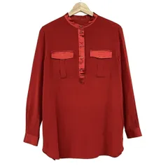 サルバトーレフェラガモ 長袖シャツブラウス サイズ38 S レディース美品  - レッド 長袖/ミニ/シルク/ガンチーニ/プルオーバー