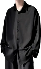 bubu o_hana(ブブ オーハナ) 長袖 シャツ 無地 ビジネス オフィス カジュアル ワイシャツ レギュラー カラー デイリー タウン ユース メンズ 男性 Yシャツ カッター 襟付き (ブラック,  2XL)