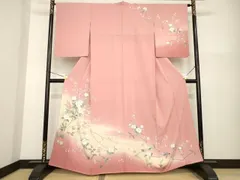平和屋着物●訪問着　友禅　作家物　枝花文　暈し染め　丹後ちりめん　反端付き　正絹　逸品　AABG3692ck