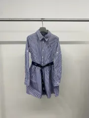 (8Y) ポロ ラルフローレン キッズ ストライプ コットン 長袖 シャツ ワンピース