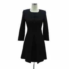 エムズグレイシー M'S GRACY ワンピース ラウンドネック 長袖 ひざ丈 M 9 黒 ブラック /HO2 ■GY61