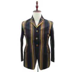 ニコルクラブ NICOLE CLUB テーラードジャケット 上着 ミドル丈 シングルボタン 総裏地 紺 ネイビー ストライプ柄 /SM19 ■ECA001