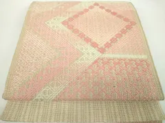 平和屋着物●八寸名古屋帯　こぎん刺し　菱文　正絹　逸品　DABD1273psのサムネイル