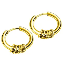 swars ピアス 5連リング メンズ レディース フープ リング 金属アレルギー対応 両耳セット (17mm, ゴールド) 1